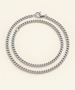 Stainless Steel Curb Chain Necklace, 3mm, Silver, Gold or Black Finish